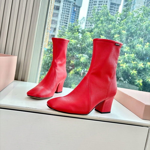 Miu Bootie Red Nappa Leather 506640
