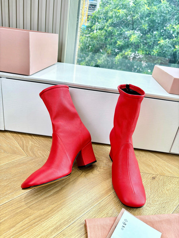 Miu Bootie Red Nappa Leather 506640