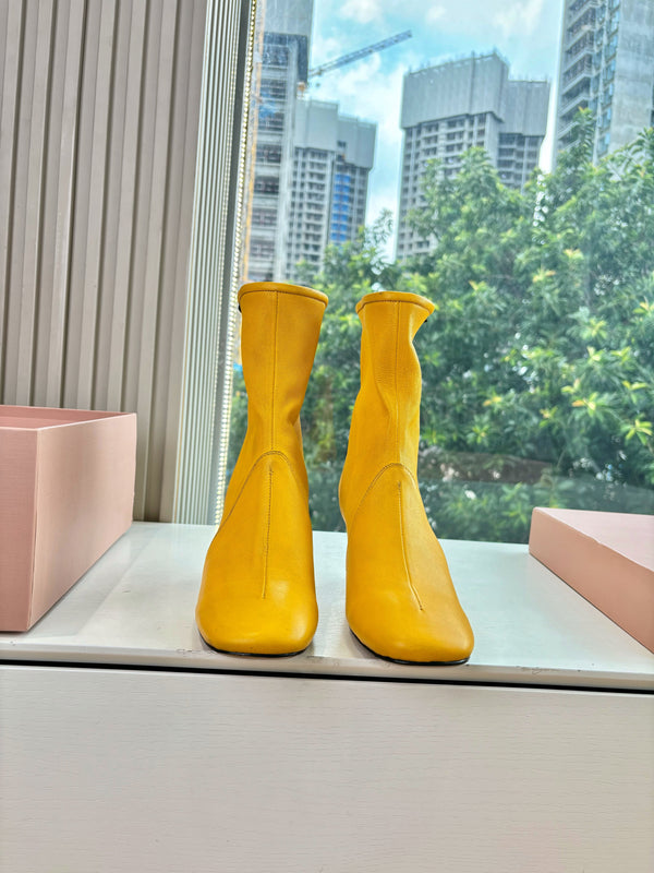 Miu Bootie Yellow Nappa Leather 506641