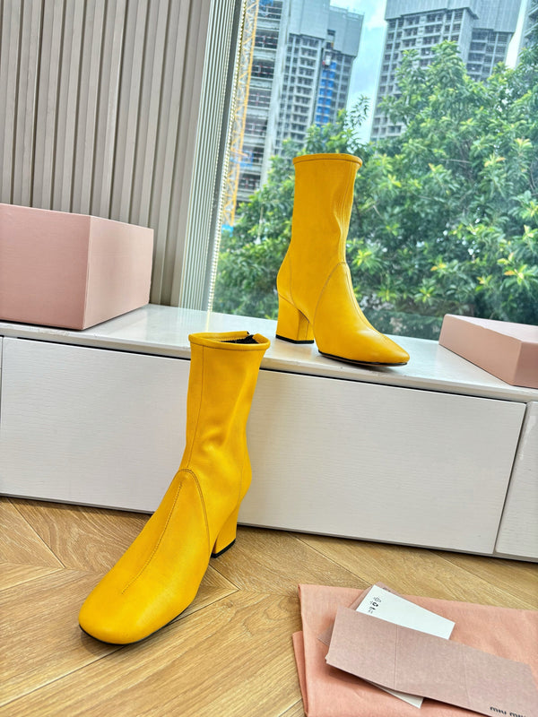 Miu Bootie Yellow Nappa Leather 506641