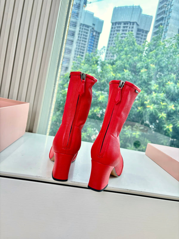 Miu Bootie Red Nappa Leather 506640