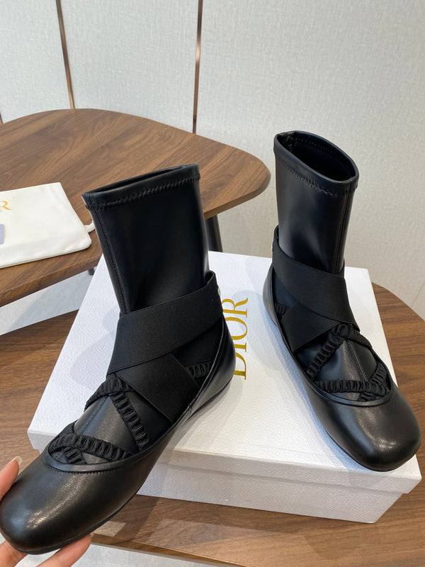 CD Ballet Stretch Boots Black Sheepskin 431503