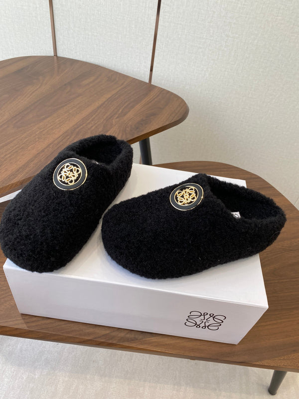 Loewe Birkenstock slippers black wool 477790