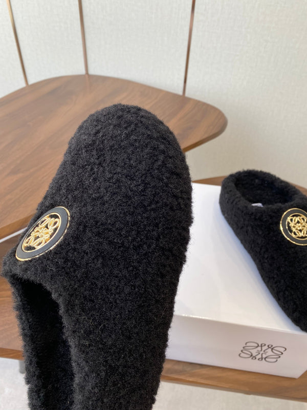 Loewe Birkenstock slippers black wool 477790