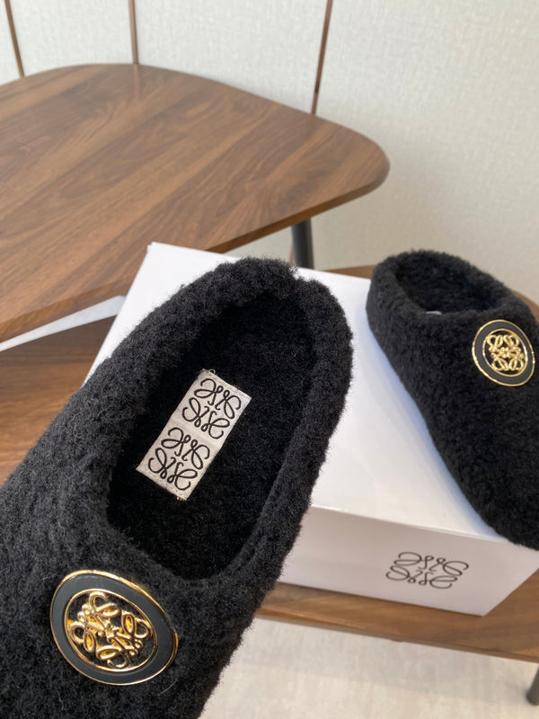 Loewe Birkenstock slippers black wool 477790