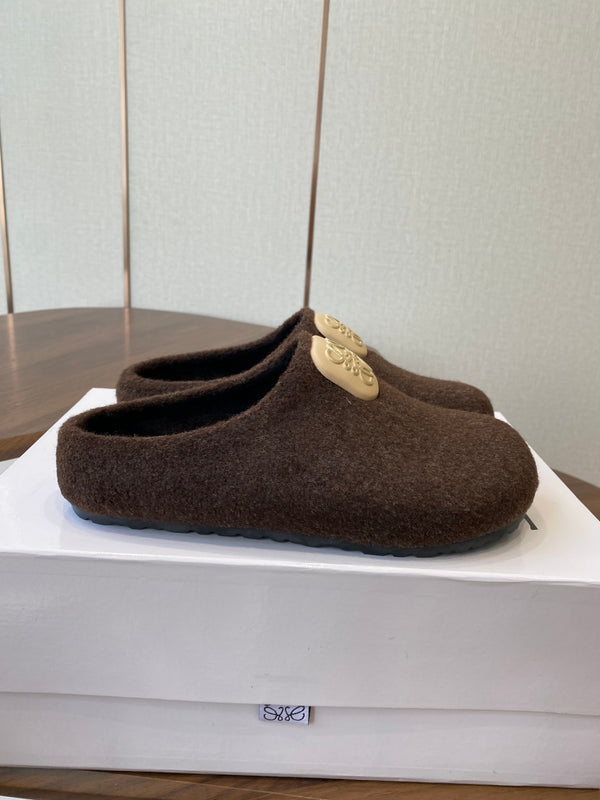 Loewe Birkenstock slippers dark brown wool 477794