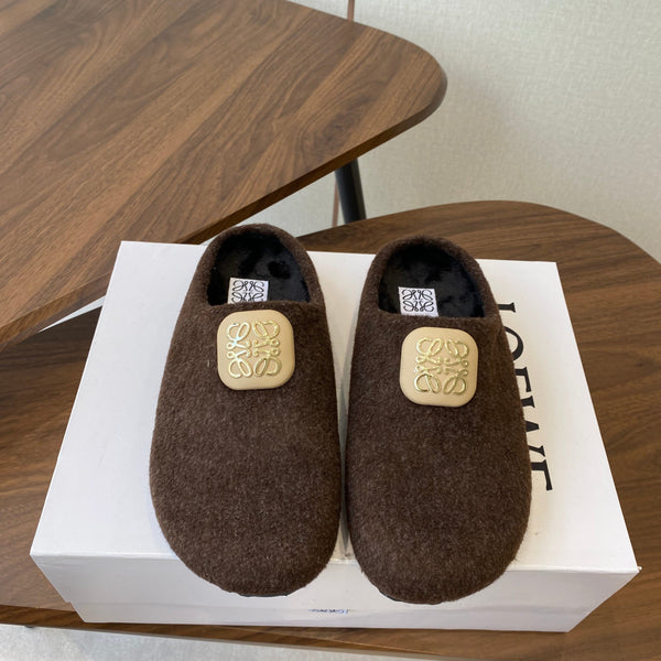 Loewe Birkenstock slippers dark brown wool 477794