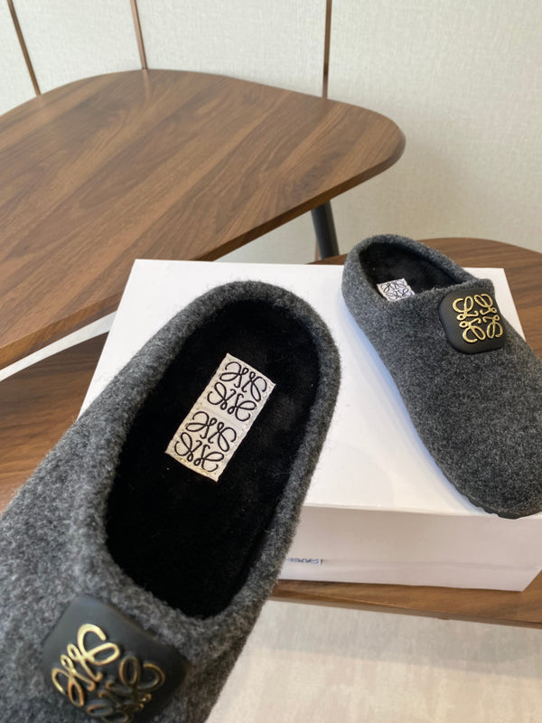 Loewe Birkenstock slippers gray wool 477795