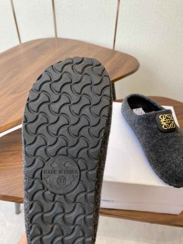 Loewe Birkenstock slippers gray wool 477795