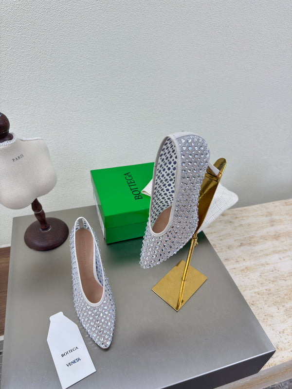 BV Rhinestones Sofia Pump 90mm White Mesh 428481