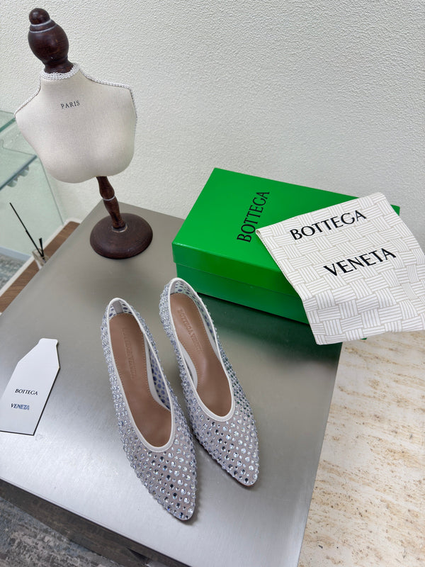 BV Rhinestones Sofia Pump 90mm White Mesh 428481