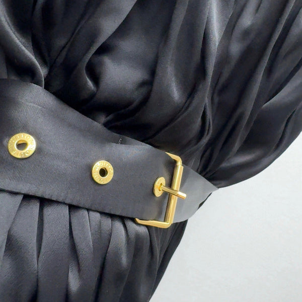 LV 25 Pleated Halter Dress Black Rayon