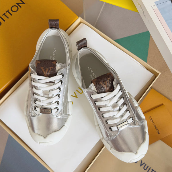 LV Bubble Sneaker 50mm Silver Metallic Lambskin Monogram Canvas 459762