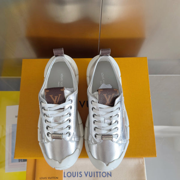 LV Bubble Sneaker 50mm Silver Metallic Lambskin Monogram Canvas 459762