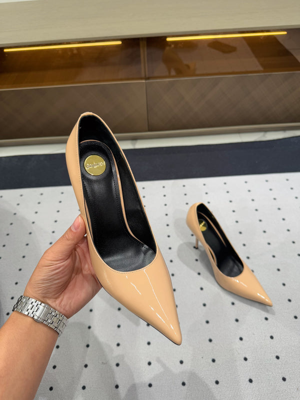 NORMA PUMPS IN BISQUE GLOSSY SHEEPSKIN