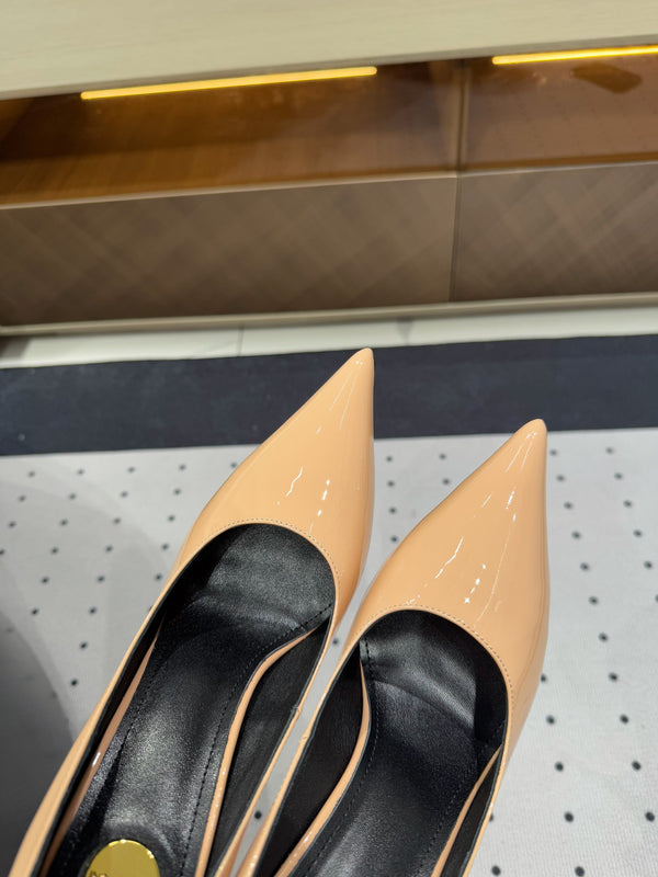 NORMA PUMPS IN BISQUE GLOSSY SHEEPSKIN