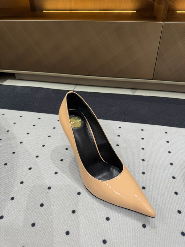 NORMA PUMPS IN BISQUE GLOSSY SHEEPSKIN