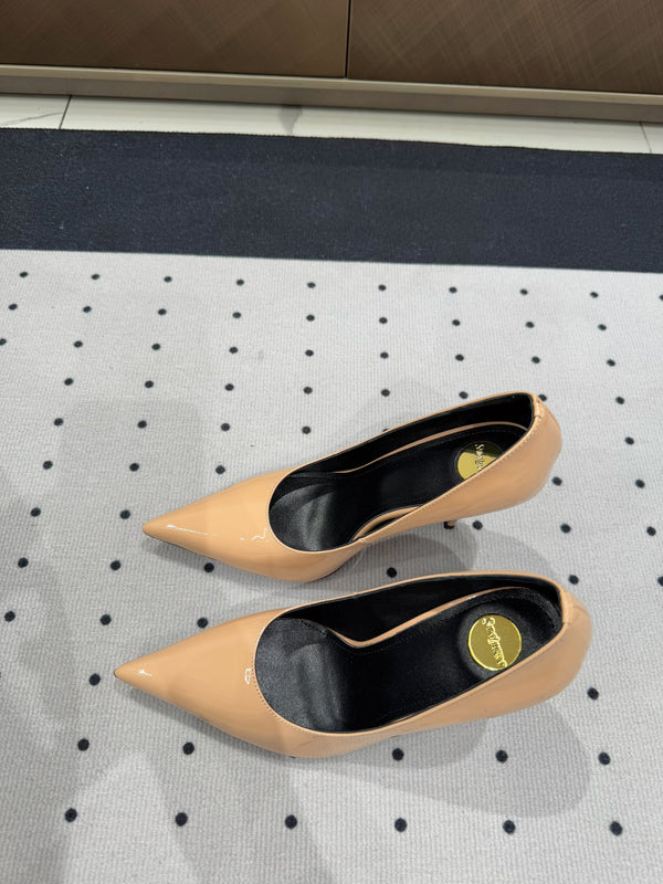 NORMA PUMPS IN BISQUE GLOSSY SHEEPSKIN