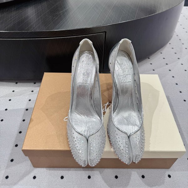 CL x Margiela 25 Diamond Pumps Sliver Fabric Lace Swarovski 296039