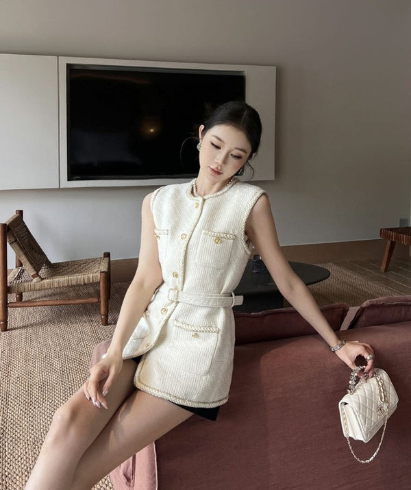 CC 25 Lady Vest Ivory Cotton