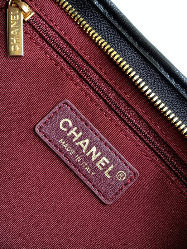 Borsa Hobo CC con catena 35 cm in pelle di agnello nera 277765 GHW