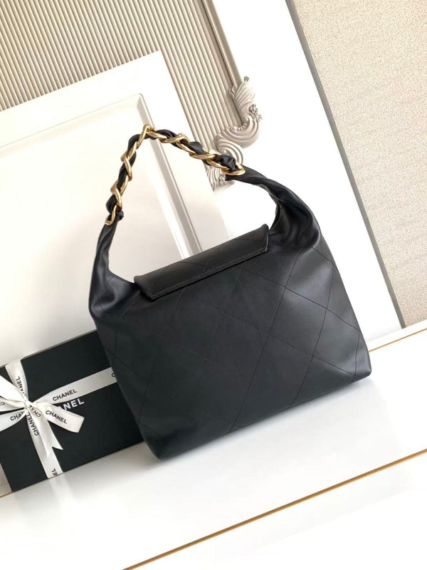 CC 2025 Bag 28cm Black Gold Calfskin
