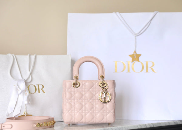 CD Lady Dior 20 Bag Pink Lambskin