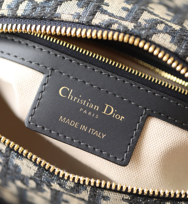 CD Monogram Pillow Bag Blue Beige Canvas