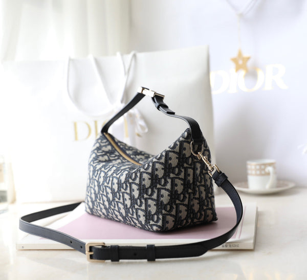 CD Monogram Nonad Lunch Bag Blue Beige Canvas