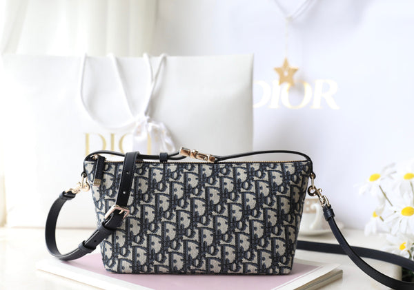 CD Monogram Nonad Lunch Bag Blue Beige Canvas