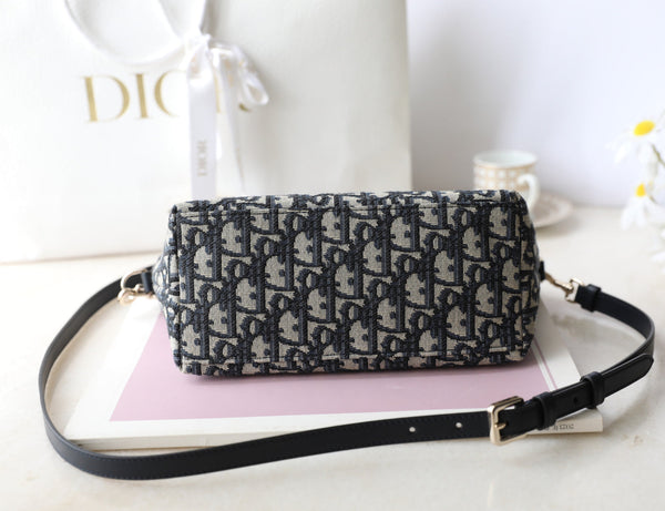 CD Monogram Nonad Lunch Bag Blue Beige Canvas