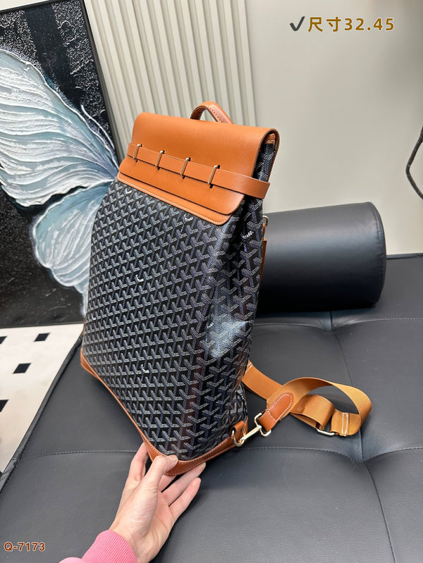 CISALPIN BACKPACK 45 IN BROWN GOYARDINE CANVAS AND CALFSKIN