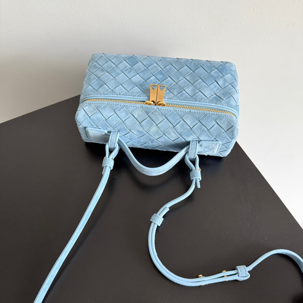 BV Bang Bang Crossbody Bag 22cm Blue Intrecciato Suede