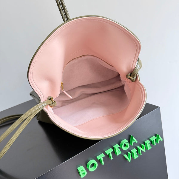 BV Liberta Crossbody Bag Buckle 30cm Olive Green Cowhide