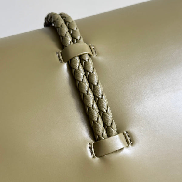 BV Liberta Crossbody Bag Buckle 30cm Olive Green Cowhide