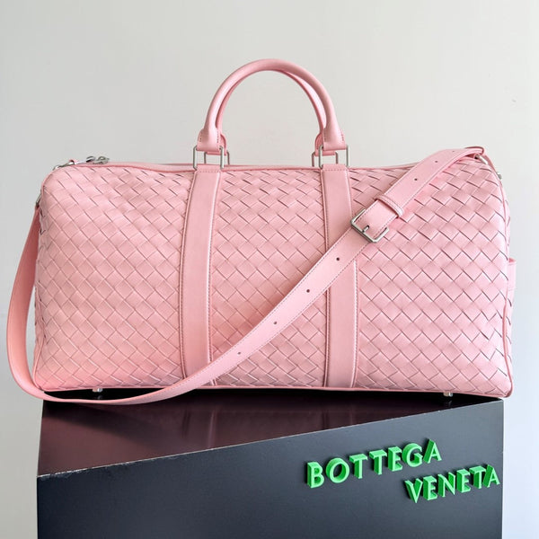 BV 25s Replica Bottega Veneta Duffel Bag Pink Intrecciato leather