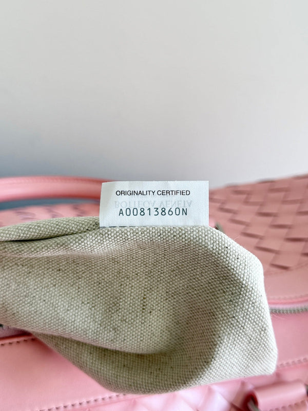 BV 25s Replica Bottega Veneta Duffel Bag Pink Intrecciato leather