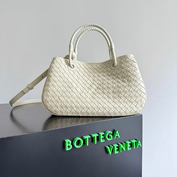 BV Basket Handbag 31cm White Intrecciato Leather