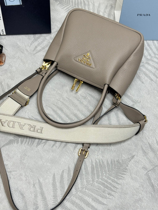 Prada Small Bag 23cm Clay Gray Grain Leather GHW