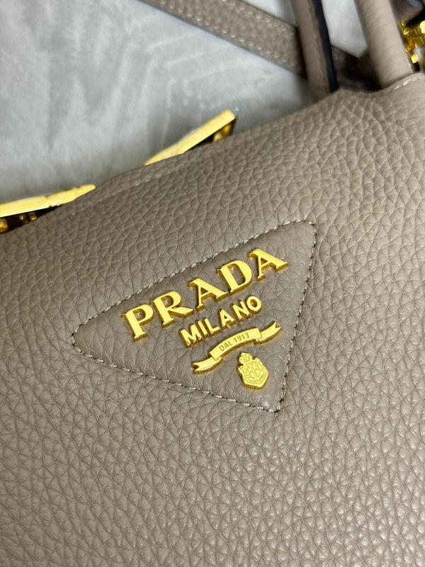 Prada Small Bag 23cm Clay Gray Grain Leather GHW