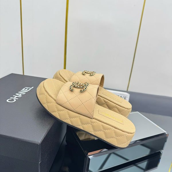 CC 25 Flatform Slide Yellow Leather 238489