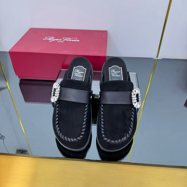 Viv 25 Birkenstock Mules Black Cowhide Fabric 250496