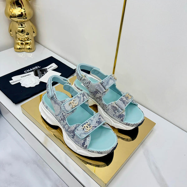 CC 25 Sandals Blue Pearlescent Sheepskin 312944