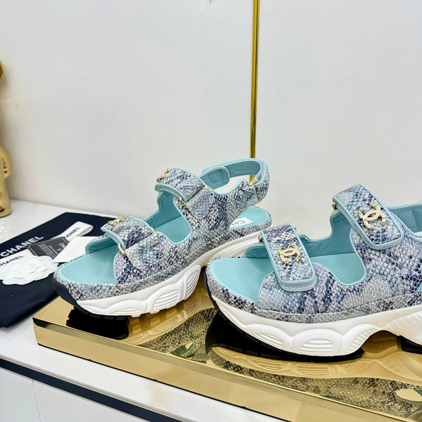 CC 25 Sandals Blue Pearlescent Sheepskin 312944