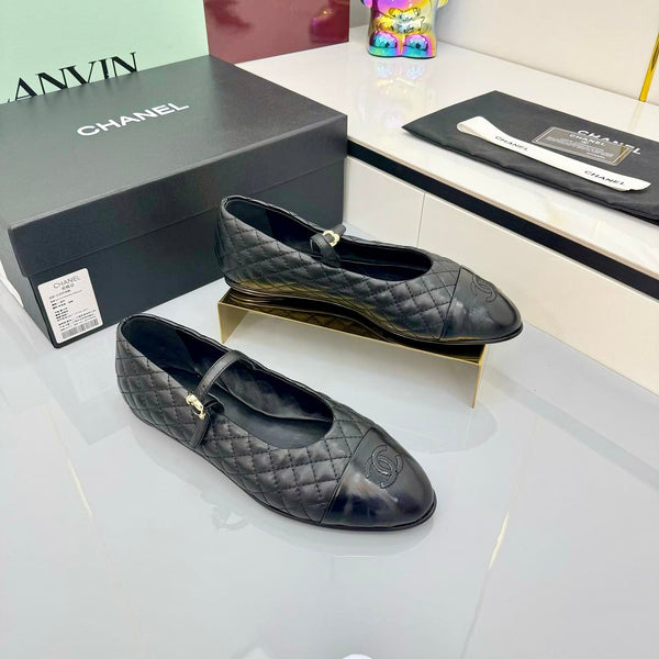 CC 25 Mary Jane in pelle di agnello trapuntata nera 368134