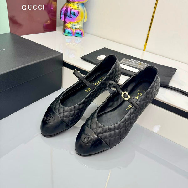 CC 25 Mary Jane in pelle di agnello trapuntata nera 368134