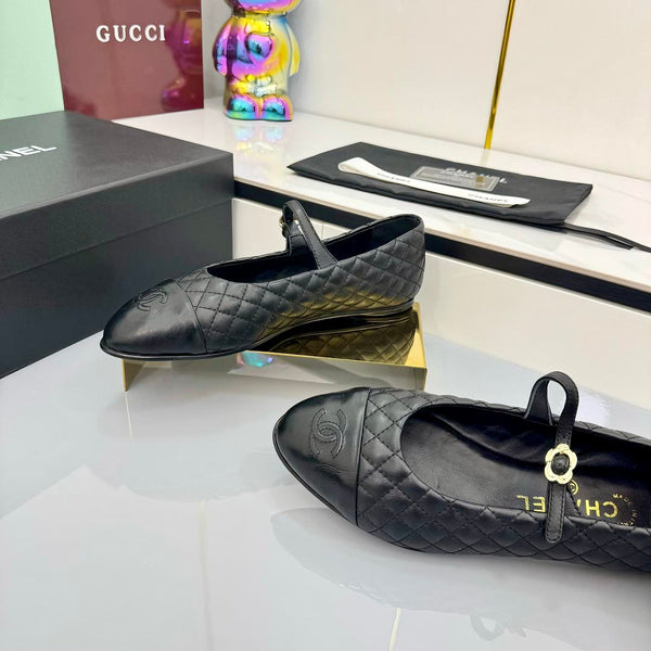 CC 25 Mary Jane in pelle di agnello trapuntata nera 368134