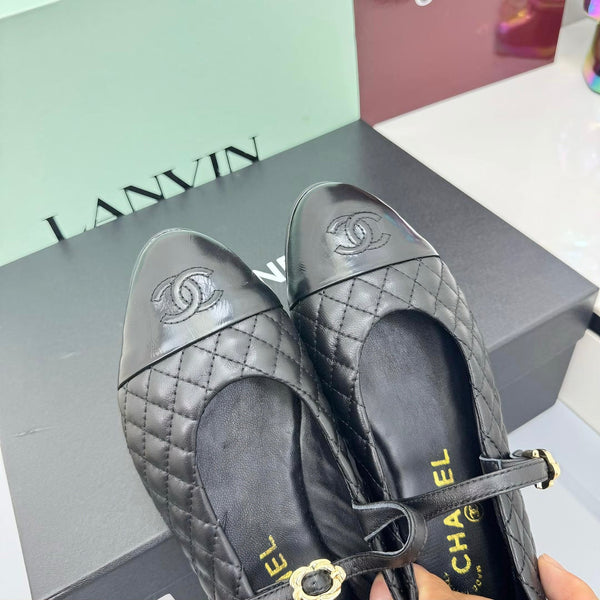 CC 25 Mary Jane in pelle di agnello trapuntata nera 368134