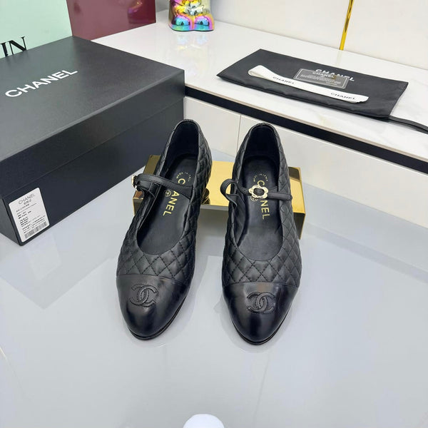 CC 25 Mary Jane in pelle di agnello trapuntata nera 368134