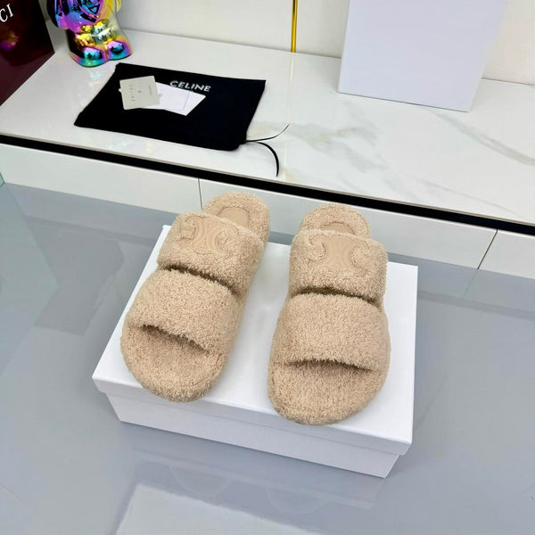 CL 25s Triomphe Slides 50mm Beige Wool & Rubber 434461